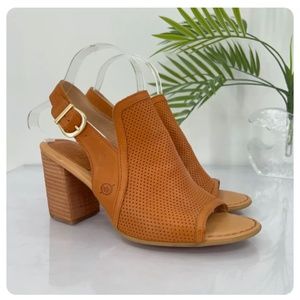 Born Women Sutra Sandal Women 9 Brown Perforated Heels Leather Open Toe